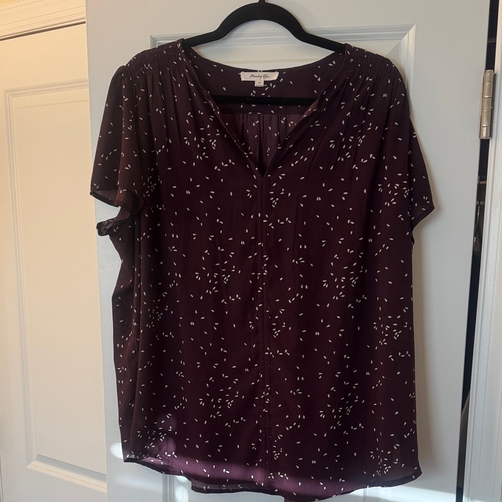 Elegant Plum Blouse with White Accents